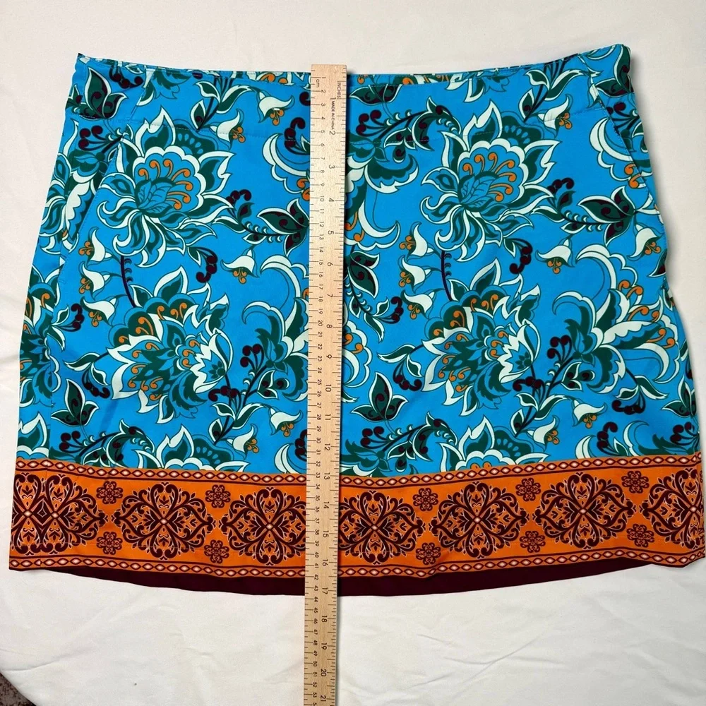 Lady Hagen Golf Skort Size 10 Turquoise Bold Floral Orange Built-In Shorts